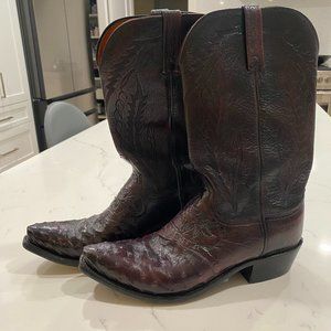 Lucchese Men's Ostrich Cowboy Boot - Size 11 Black Cherry